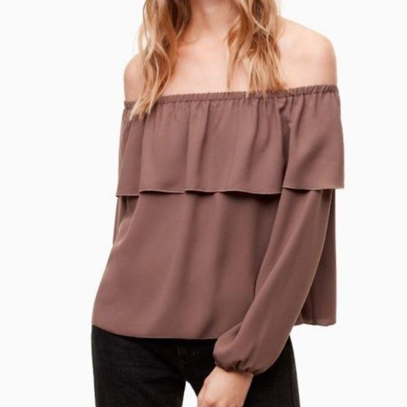 Aritzia Wilfred Morel Off Shoulder  Blouse Pink - Picture 2 of 14